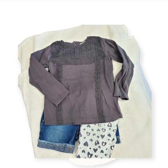 ZARA gray long-sleeved top and George denim short and animal prints - Picture 5 of 6